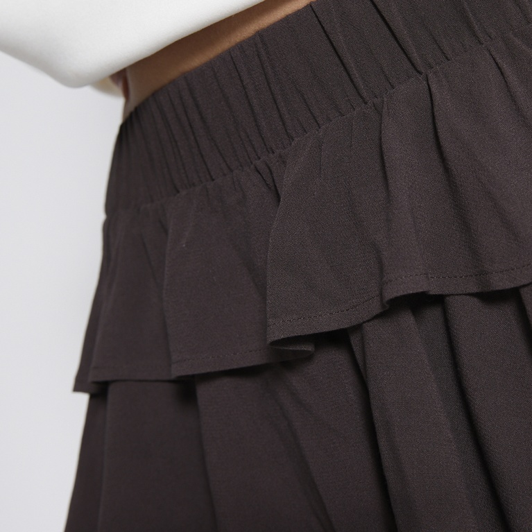 Frill crepe skirt "Lana" Brown